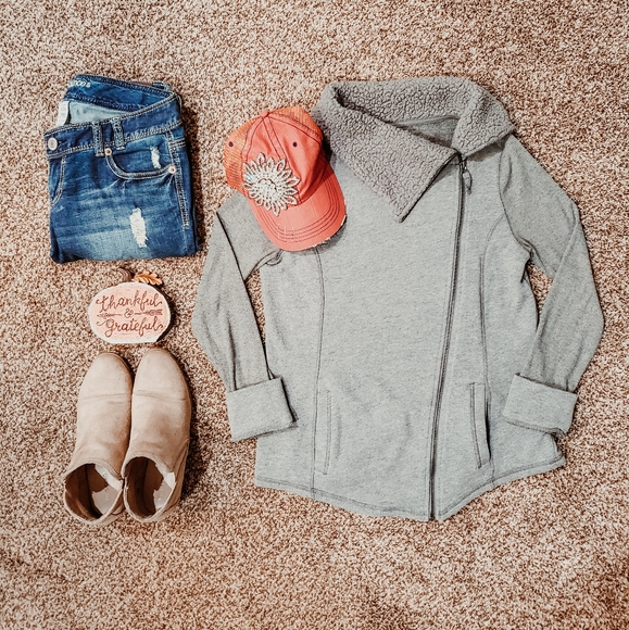 Maurices Tops - Maurices Women's Cowl Neck Zip Up Sweatshirt Gray